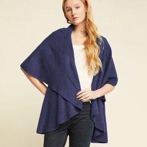 Look by M Shawl Vest Navy Women’s One Size Cardigan NWT